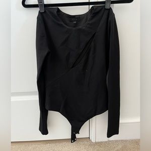 Revolve h:ours Black Long sleeve Bodysuit with Slit in front